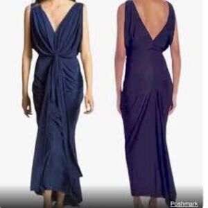 Misa Los Angeles Deep Blue Backless Dress